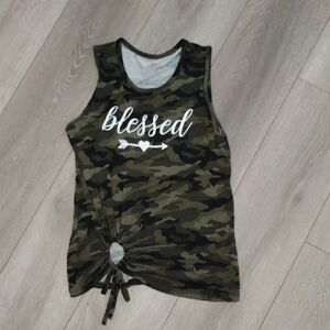 No Boundaries Green Camo Tank Top - Blessed Graphic